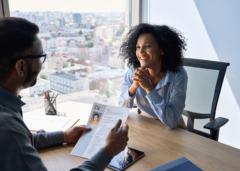 Two people in a job interview